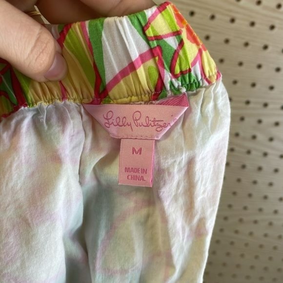 Lilly Pulitzer 100% cotton Yellow Floral Print Stretch Waist Skirt - Picture 7 of 9